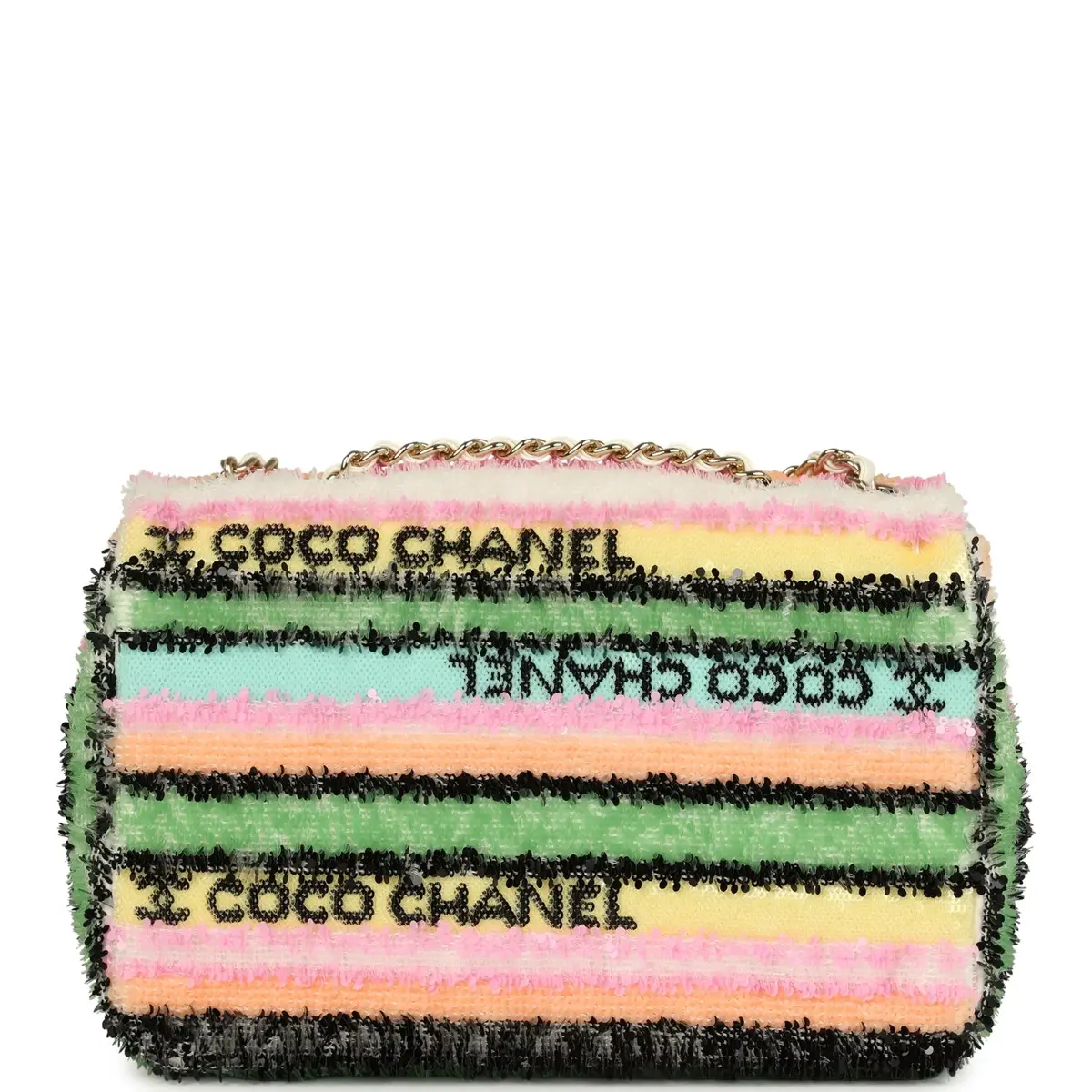 Chanel Chanel Mini Striped Coco Flap Bag Multicolor White Sequins Light Gold Hardware | Thumbnail 4 Chanel Chanel Mini Striped Coco Flap Bag Multicolor White Sequins Light Gold Hardware | Thumbnail 4