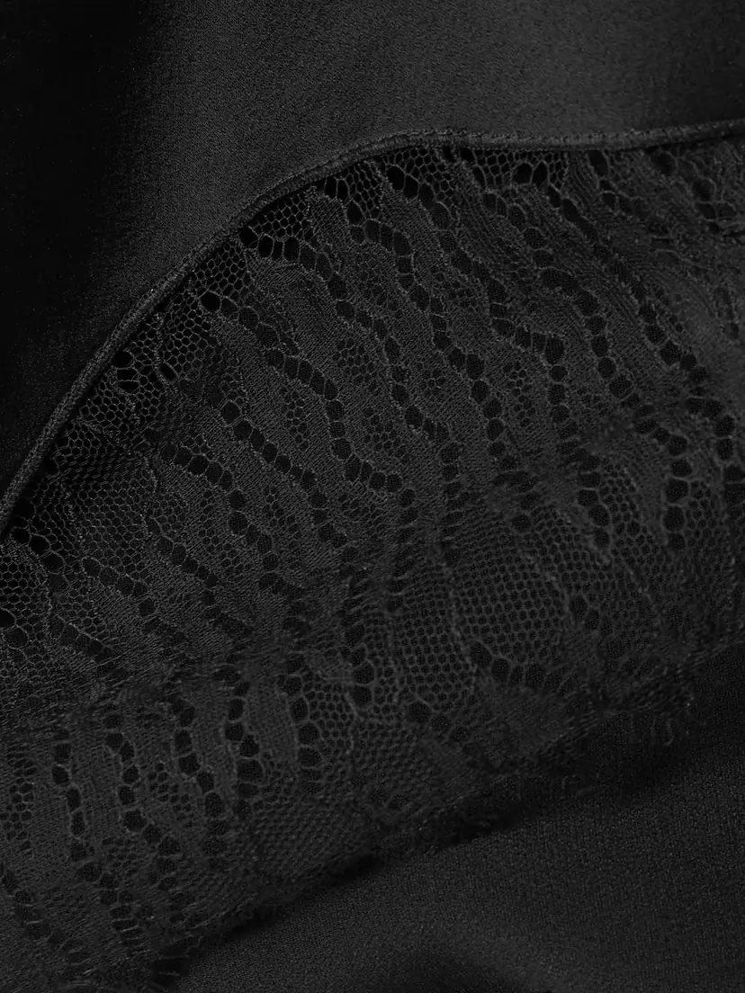 Victoria Beckham Pleated Lace And Chiffon-trimmed Satin-crepe Mini Skirt | Thumbnail 5 Victoria Beckham Pleated Lace And Chiffon-trimmed Satin-crepe Mini Skirt | Thumbnail 5