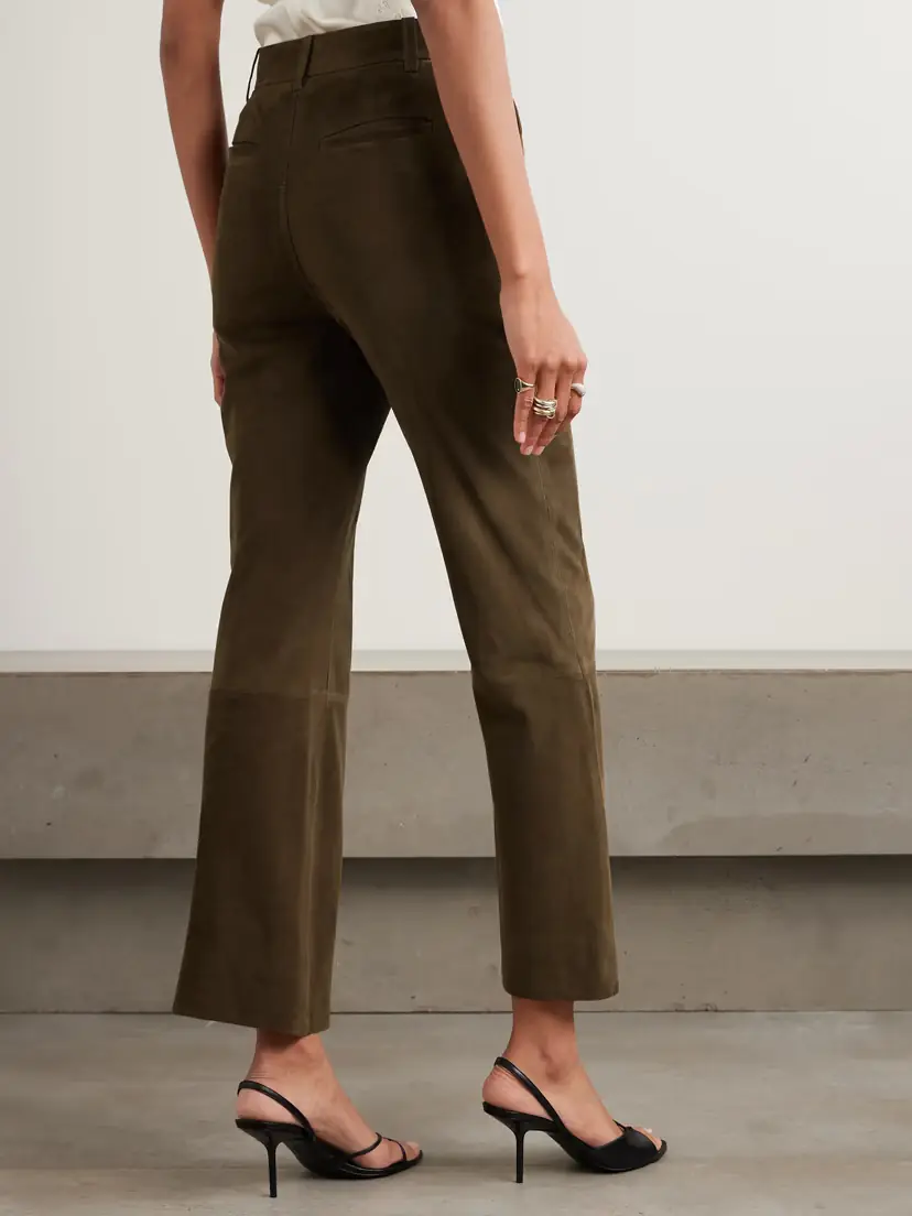 Victoria Beckham Cropped Suede Flared Pants | Thumbnail 4 Victoria Beckham Cropped Suede Flared Pants | Thumbnail 4