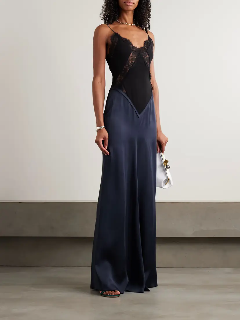 Victoria Beckham Lace-trimmed Crepe And Satin-crepe Gown | Thumbnail 2