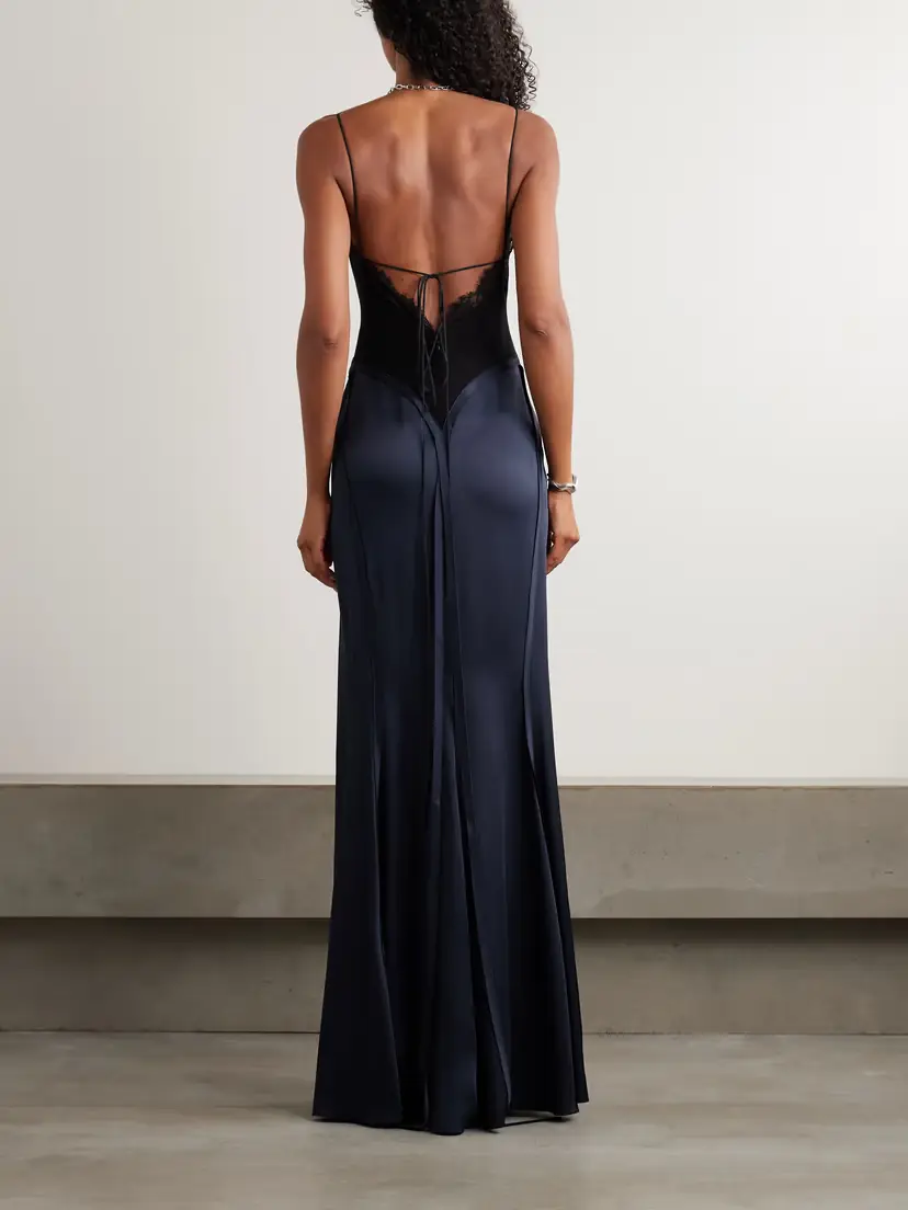 Victoria Beckham Lace-trimmed Crepe And Satin-crepe Gown | Thumbnail 3