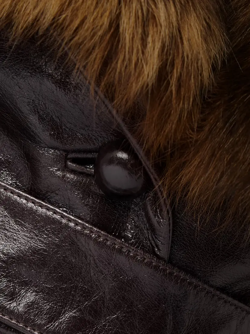 Chloé Cropped Belted Shearling-trimmed Glossed-leather Jacket | Thumbnail 6 Chloé Cropped Belted Shearling-trimmed Glossed-leather Jacket | Thumbnail 6