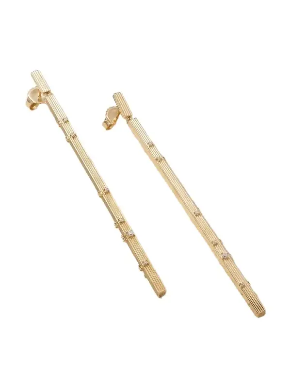 Fluted Bar 14-karat Gold Diamond Earrings