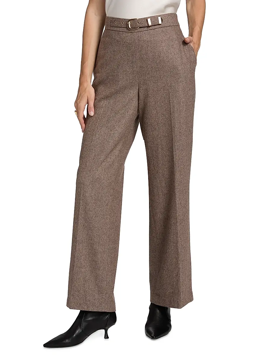 Elie Tahari Women's Brianne Belted Wool-Blend Trousers | Thumbnail 3 Elie Tahari Women's Brianne Belted Wool-Blend Trousers | Thumbnail 3