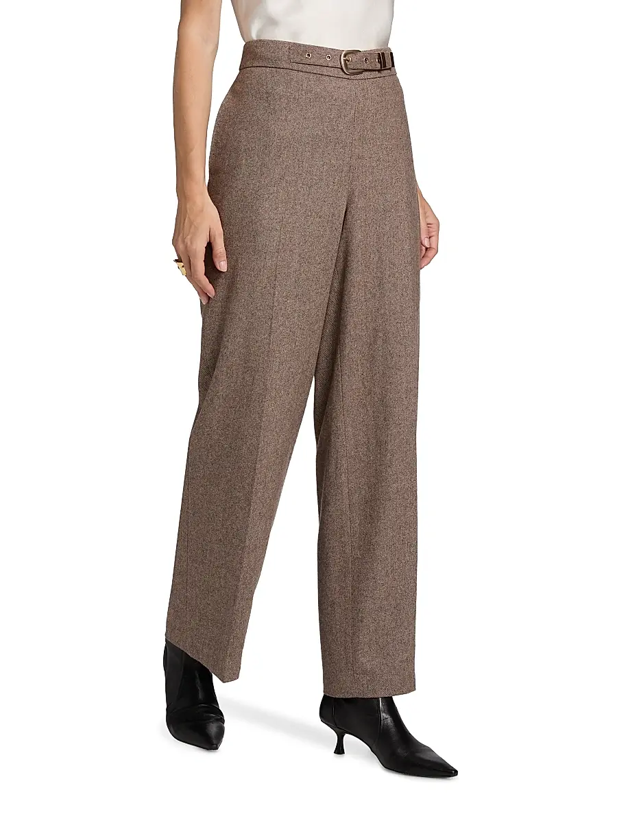Elie Tahari Women's Brianne Belted Wool-Blend Trousers | Thumbnail 4 Elie Tahari Women's Brianne Belted Wool-Blend Trousers | Thumbnail 4
