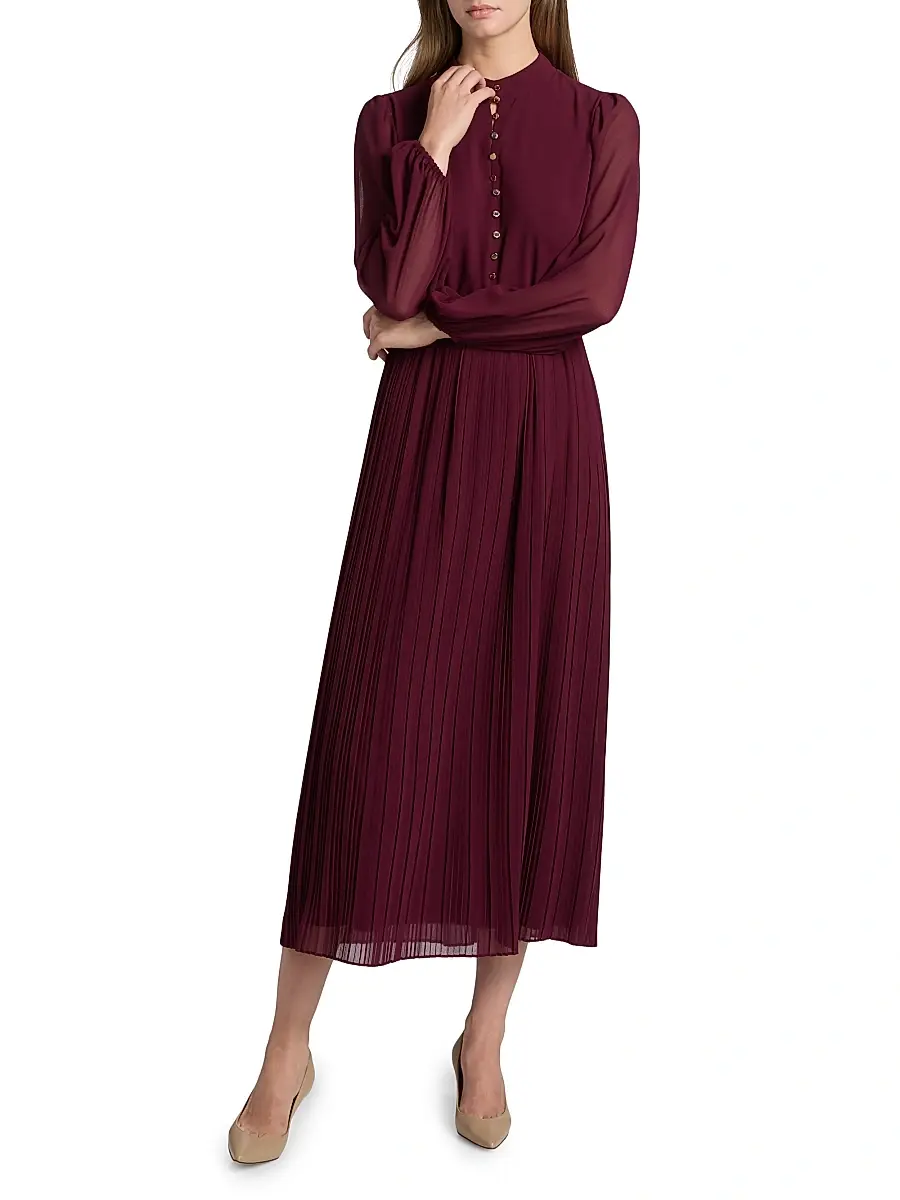 Elie Tahari Women's Adira Long-Sleeve Belted Midi-Dress | Thumbnail 2