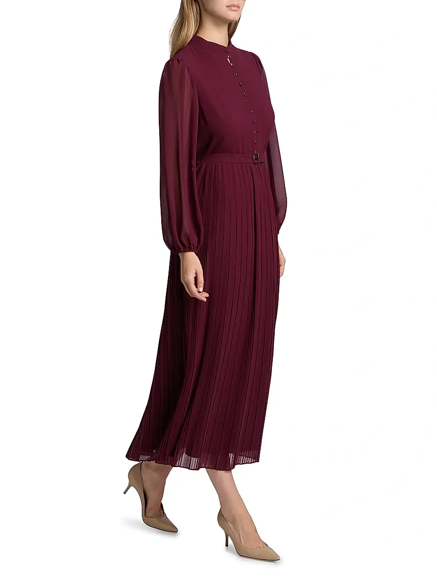 Elie Tahari Women's Adira Long-Sleeve Belted Midi-Dress | Thumbnail 4