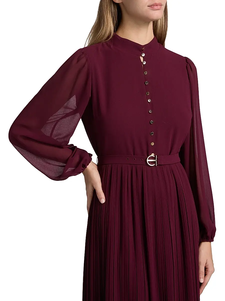 Elie Tahari Women's Adira Long-Sleeve Belted Midi-Dress | Thumbnail 6