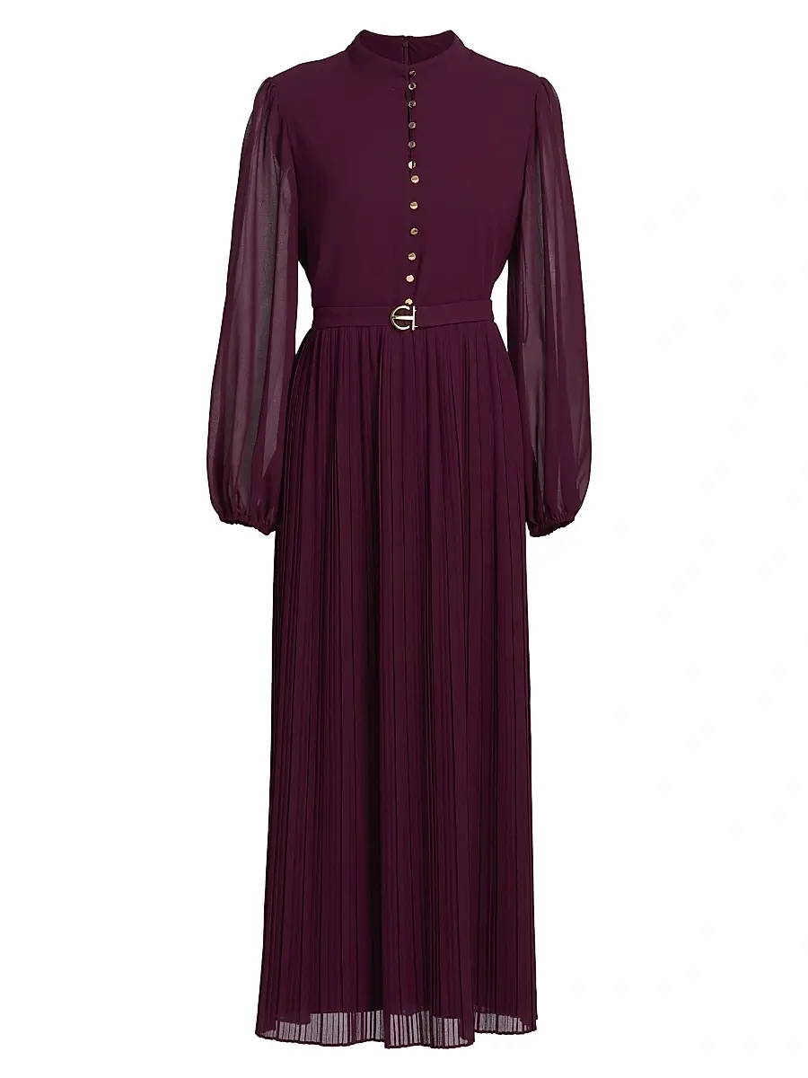 Elie Tahari Women's Adira Long-Sleeve Belted Midi-Dress