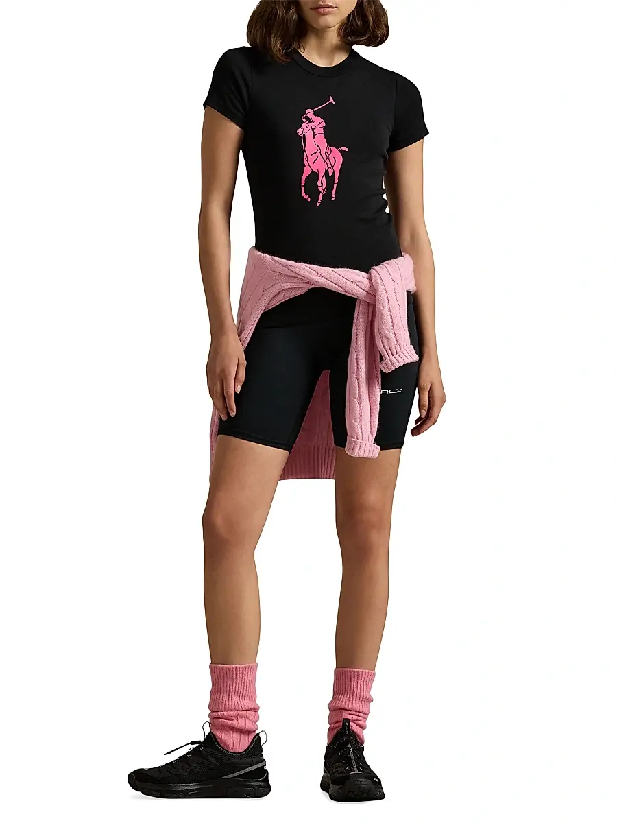 Polo Ralph Lauren Women's Pink Pony Cotton Crewneck T-Shirt | Thumbnail 2 Polo Ralph Lauren Women's Pink Pony Cotton Crewneck T-Shirt | Thumbnail 2