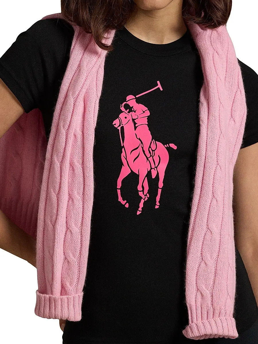 Polo Ralph Lauren Women's Pink Pony Cotton Crewneck T-Shirt | Thumbnail 5 Polo Ralph Lauren Women's Pink Pony Cotton Crewneck T-Shirt | Thumbnail 5
