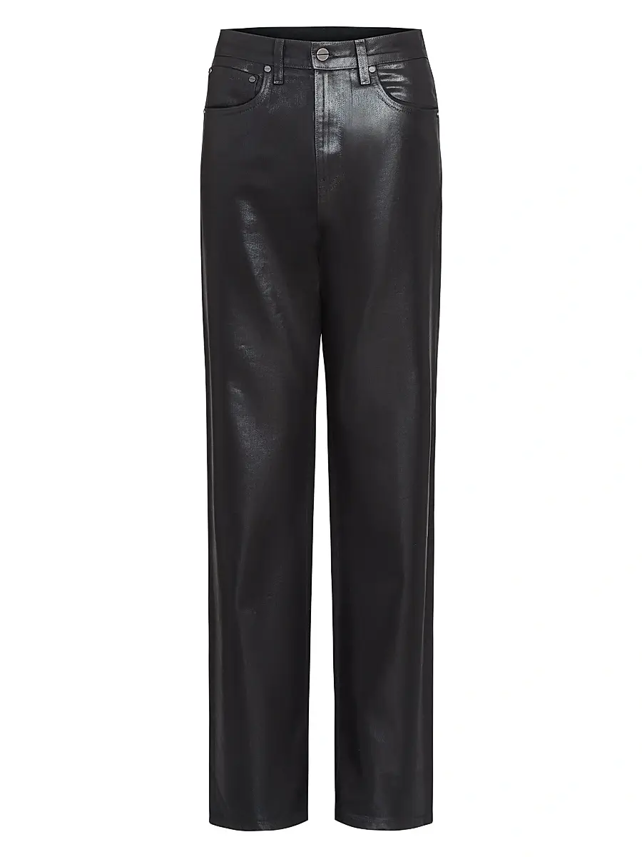 TWP Women's Kent St Coated Wool Straight-Leg Trousers - Black | Image 1 TWP Women's Kent St Coated Wool Straight-Leg Trousers - Black | Image 1