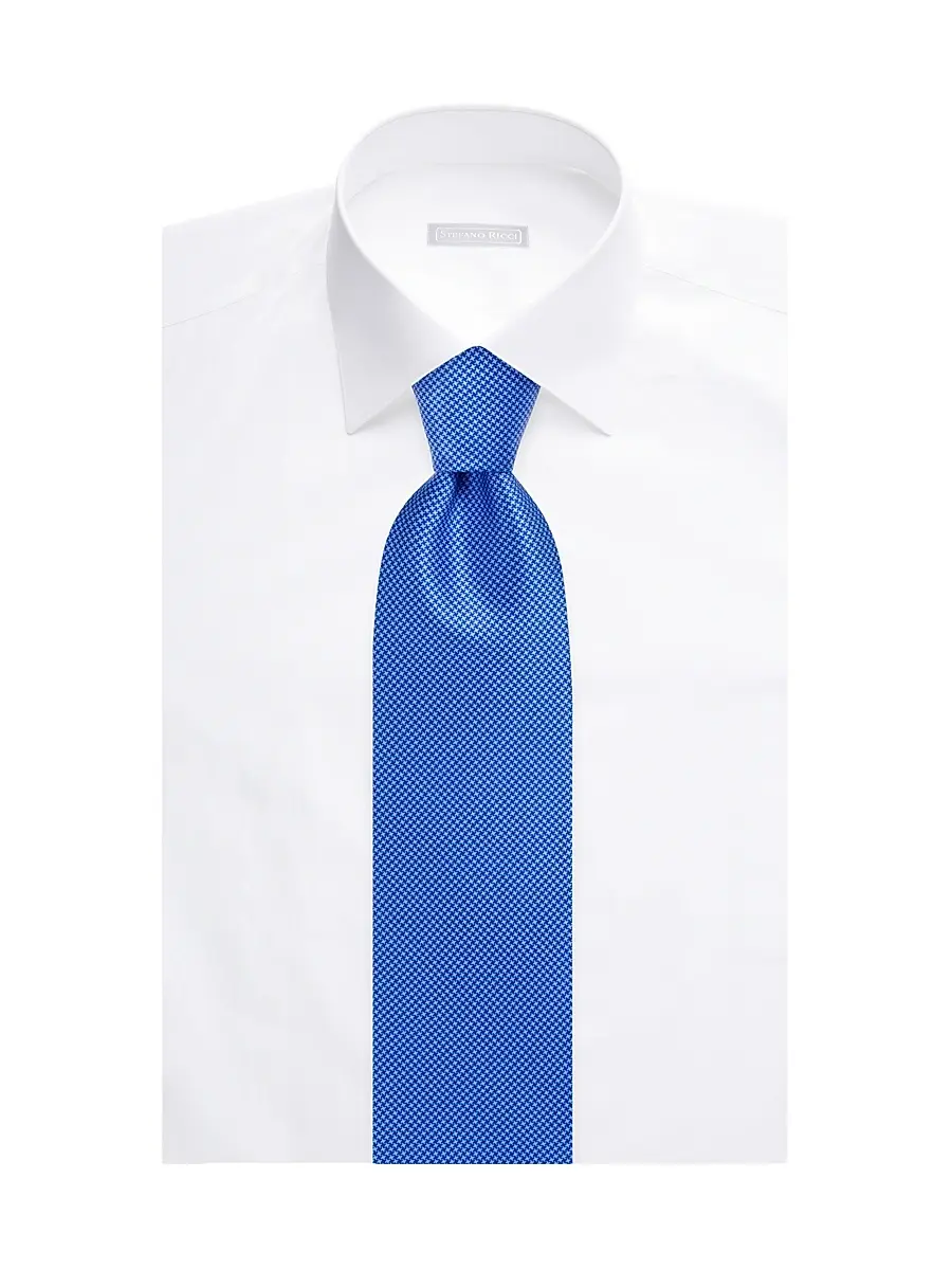 Stefano Ricci Men's Houndstooth Silk Tie - Blue Red | Thumbnail 2