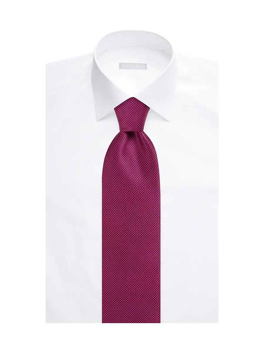 Stefano Ricci Men's Houndstooth Silk Tie - Blue Red | Thumbnail 5