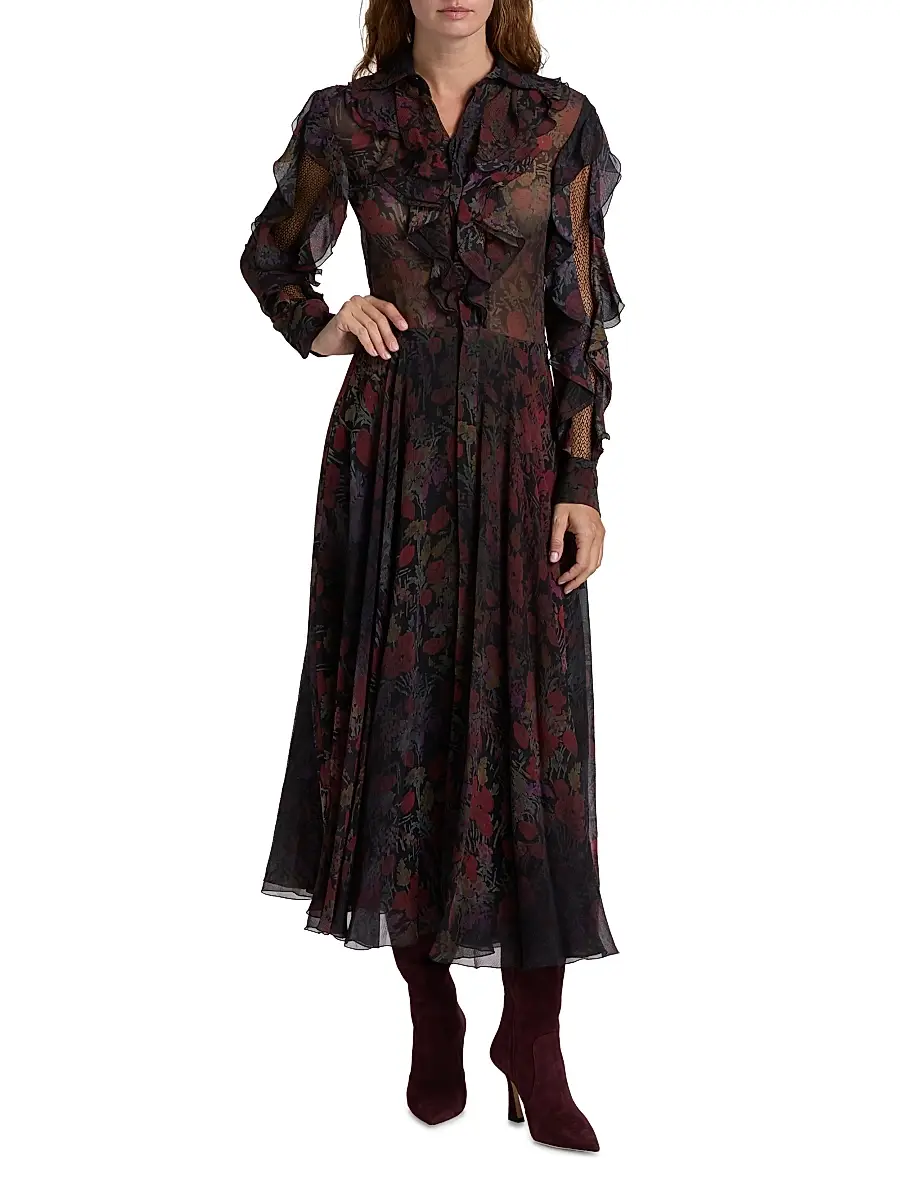 Ralph Lauren Collection Women's Melony Floral Crinkle Chiffon Day Dress | Thumbnail 3