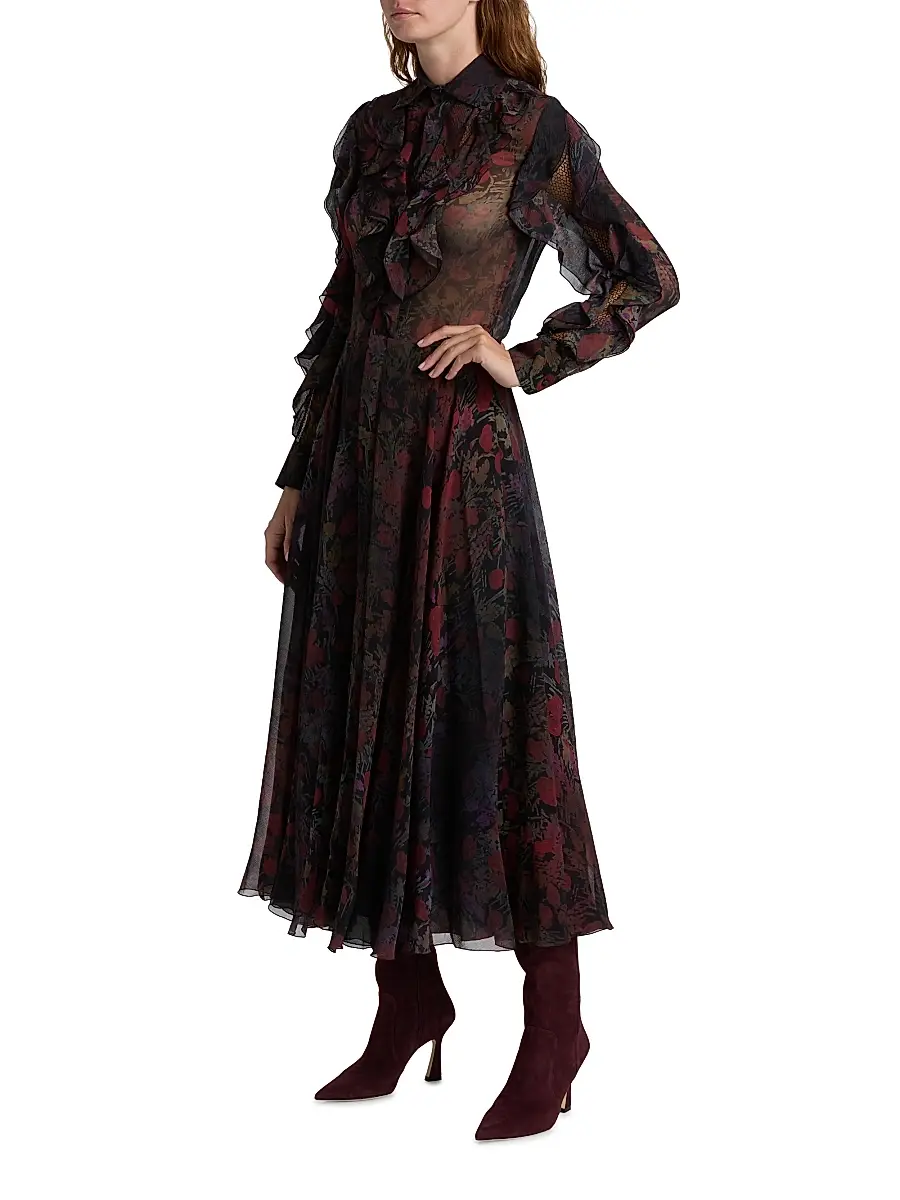 Ralph Lauren Collection Women's Melony Floral Crinkle Chiffon Day Dress | Thumbnail 4