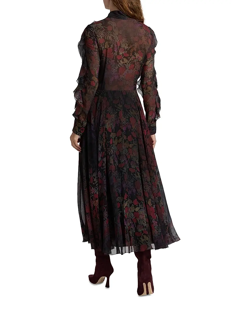 Ralph Lauren Collection Women's Melony Floral Crinkle Chiffon Day Dress | Thumbnail 5