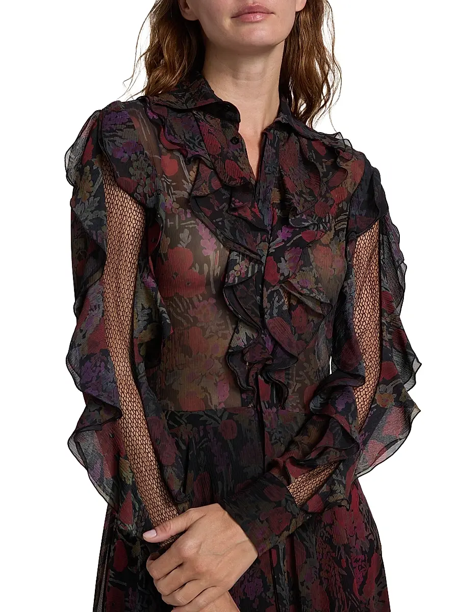 Ralph Lauren Collection Women's Melony Floral Crinkle Chiffon Day Dress | Thumbnail 6