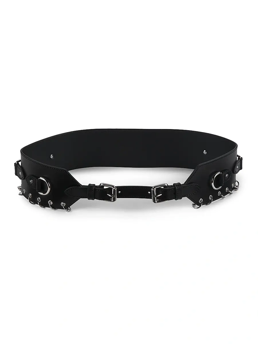 Women's Brighton Leather Belt - Black Silver Women's Brighton Leather Belt - Black Silver