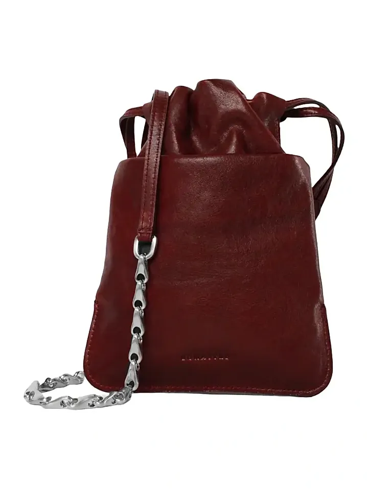 Men's Cloud Leather Pouch With Chain - Shiny Black Men's Cloud Leather Pouch With Chain - Shiny Black