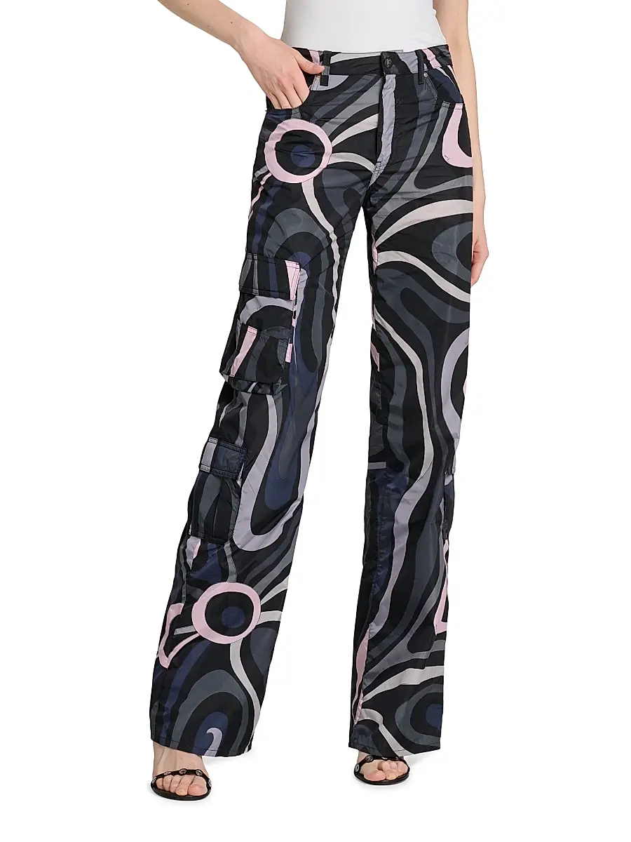 Pucci Women's Passepartout Straight-Leg Trousers - Black Pink | Thumbnail 3 Pucci Women's Passepartout Straight-Leg Trousers - Black Pink | Thumbnail 3
