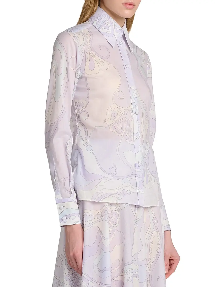 PUCCI Women's Passepartout Cotton Muslin Slim-Fit Shirt | Thumbnail 4 PUCCI Women's Passepartout Cotton Muslin Slim-Fit Shirt | Thumbnail 4