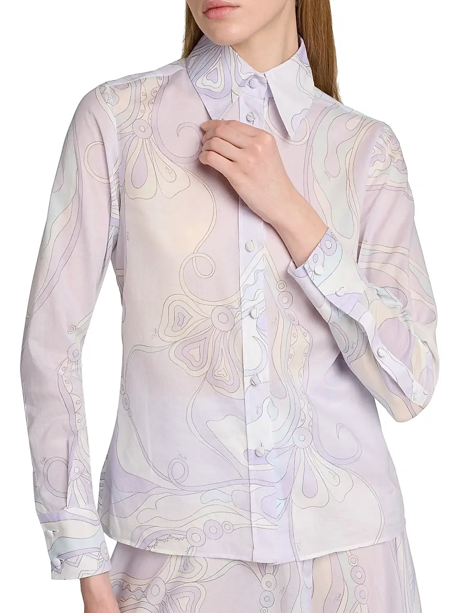PUCCI Women's Passepartout Cotton Muslin Slim-Fit Shirt | Thumbnail 6 PUCCI Women's Passepartout Cotton Muslin Slim-Fit Shirt | Thumbnail 6
