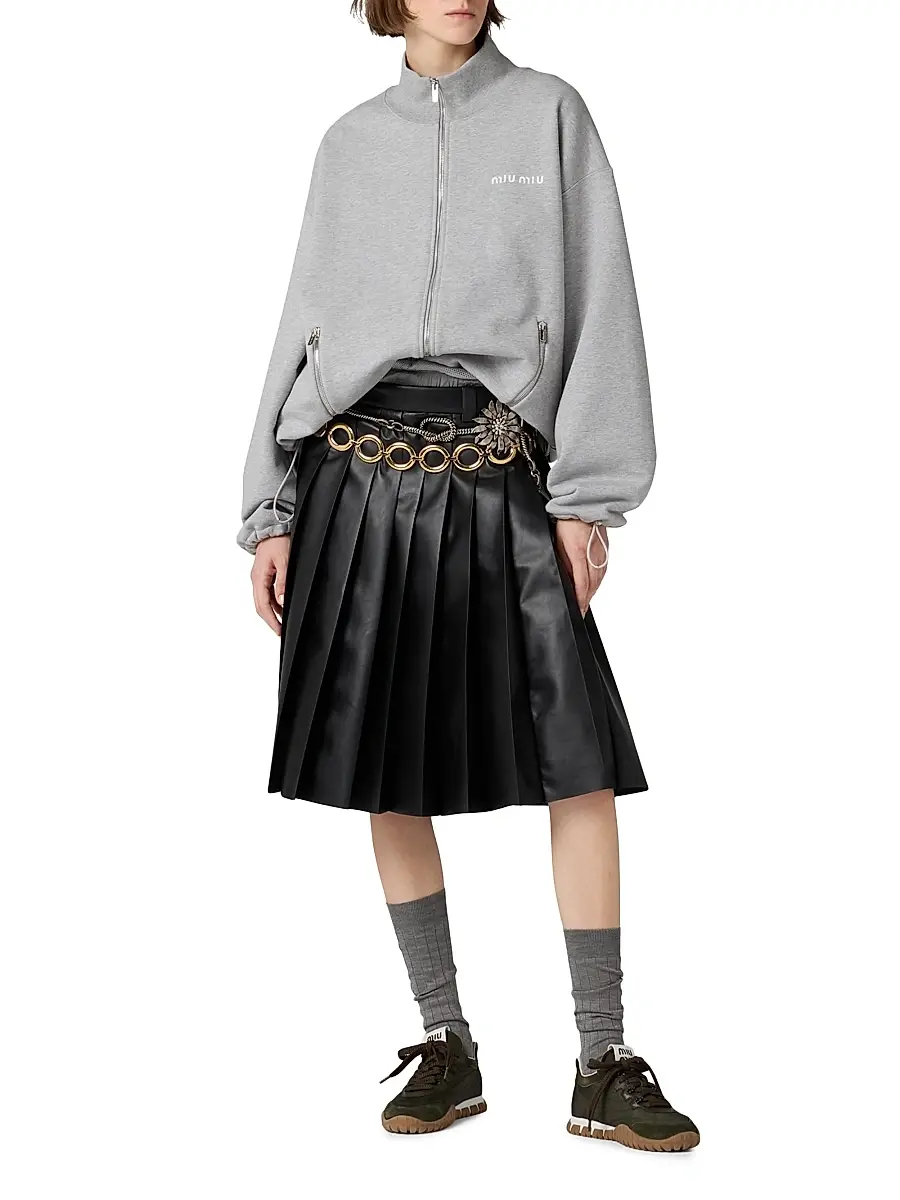 Miu Miu Women's Cotton Fleece Zipper Sweatshirt | Thumbnail 6 Miu Miu Women's Cotton Fleece Zipper Sweatshirt | Thumbnail 6