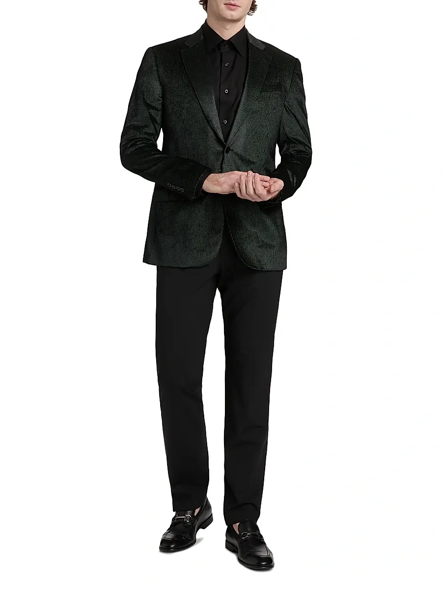 Emporio Armani Men's Sateen Grid Dinner Jacket | Thumbnail 2 Emporio Armani Men's Sateen Grid Dinner Jacket | Thumbnail 2