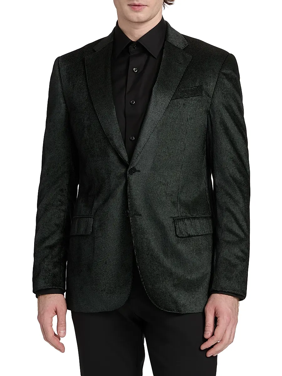 Emporio Armani Men's Sateen Grid Dinner Jacket | Thumbnail 3 Emporio Armani Men's Sateen Grid Dinner Jacket | Thumbnail 3