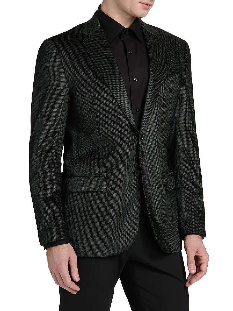 Emporio Armani Men's Sateen Grid Dinner Jacket | Thumbnail 4 Emporio Armani Men's Sateen Grid Dinner Jacket | Thumbnail 4