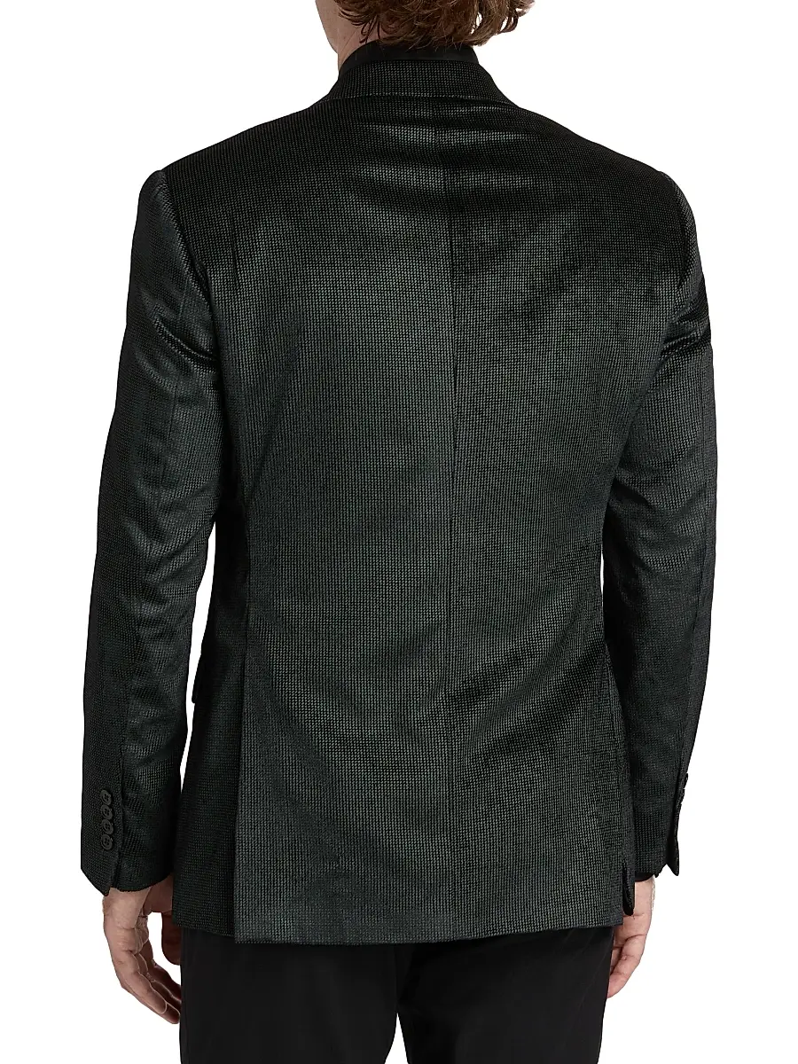 Emporio Armani Men's Sateen Grid Dinner Jacket | Thumbnail 5 Emporio Armani Men's Sateen Grid Dinner Jacket | Thumbnail 5