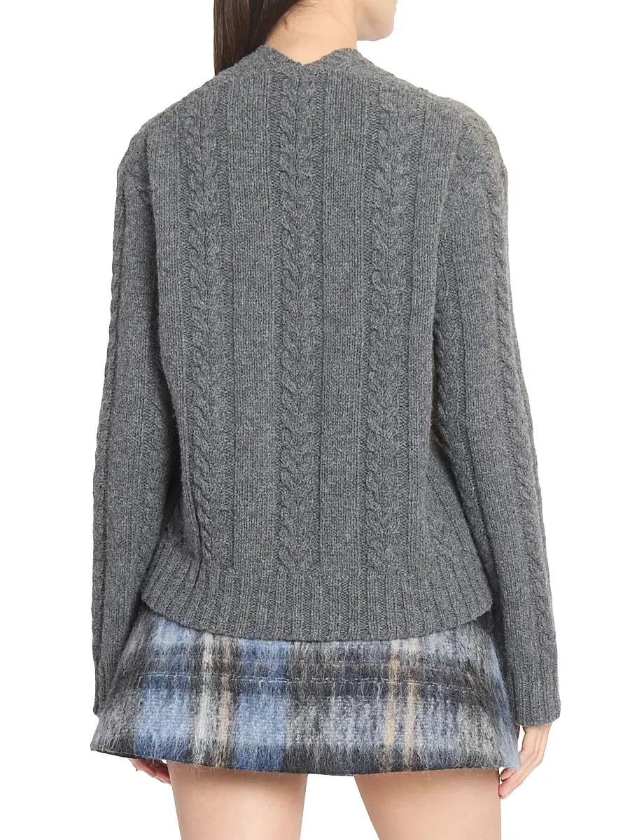 LOEWE Women's Cut-Out Wool-Blend Sweater - Grey | Thumbnail 5 LOEWE Women's Cut-Out Wool-Blend Sweater - Grey | Thumbnail 5