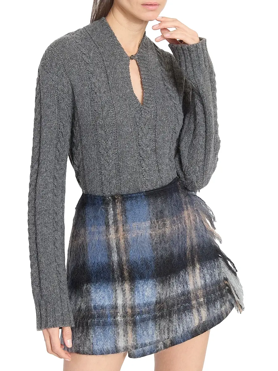 LOEWE Women's Cut-Out Wool-Blend Sweater - Grey | Thumbnail 6 LOEWE Women's Cut-Out Wool-Blend Sweater - Grey | Thumbnail 6