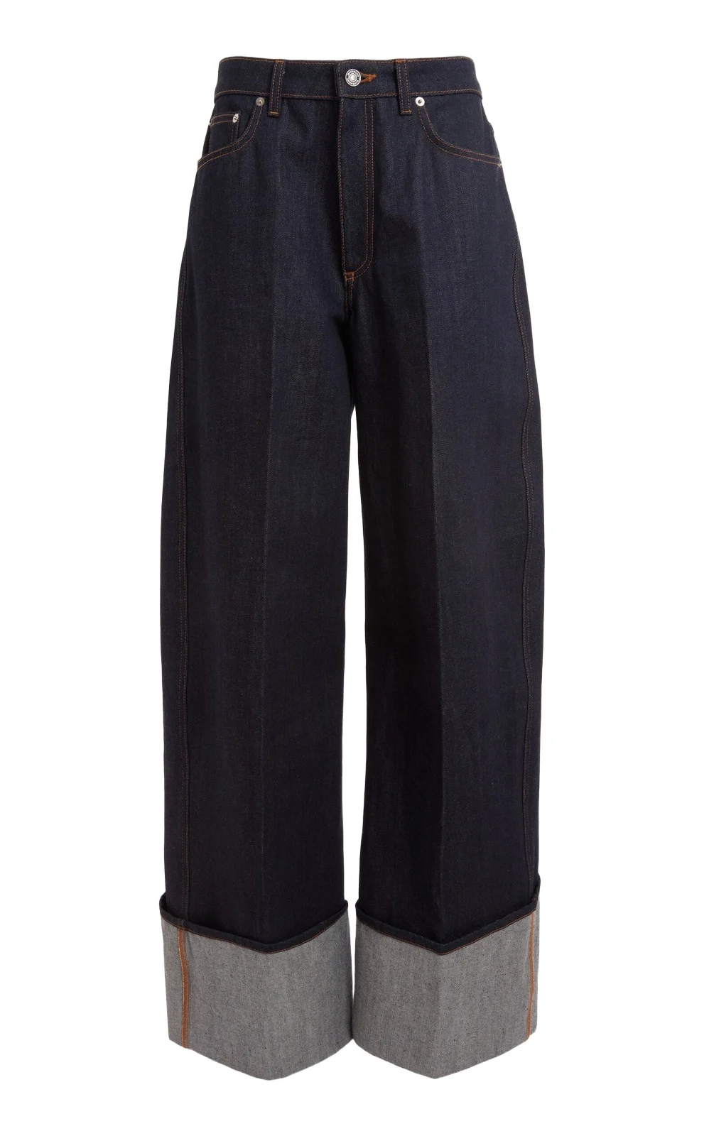 Givenchy Cuffed Raw-Denim Wide-Leg Jeans