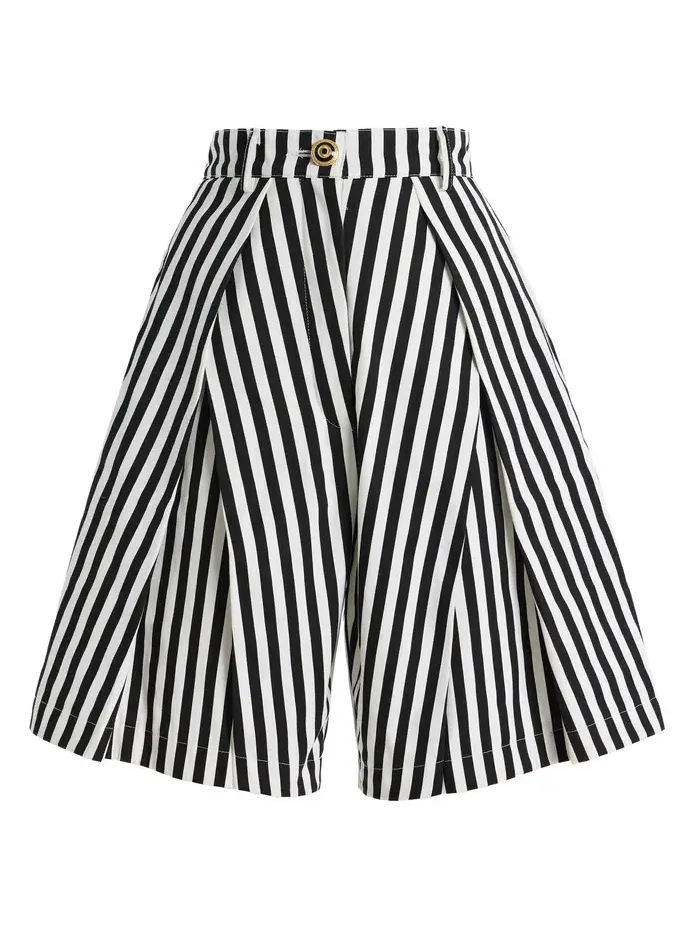 Pleated Cotton Gabardine Shorts