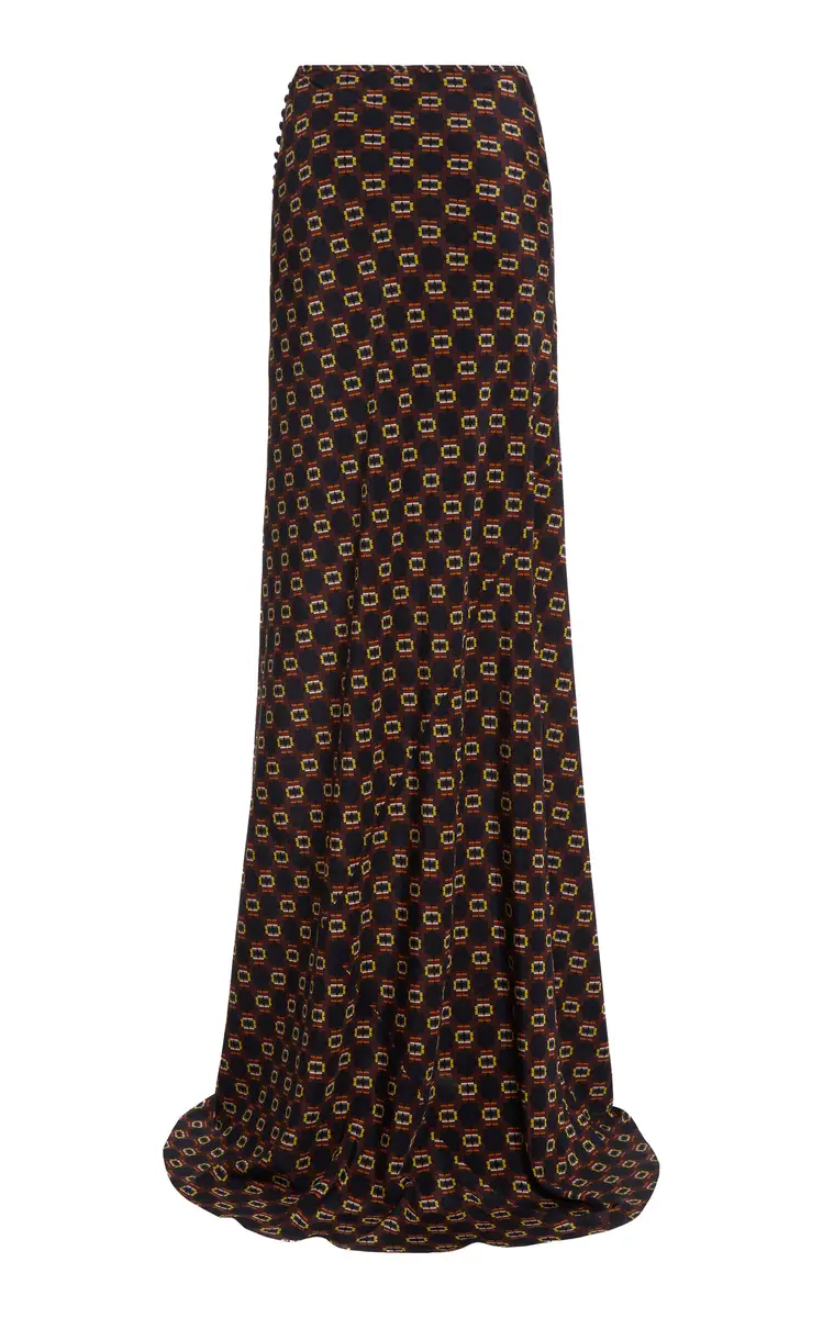 Dries Van Noten Smila Knot-Detailed Silk Crepe De Chine Maxi Skirt | Thumbnail 3