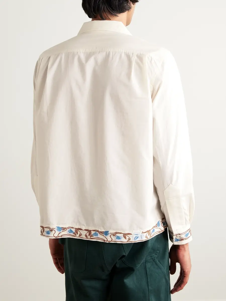 BODE Nouveau Vine Camp-Collar Embroidered Cotton-Poplin Shirt - Men | Thumbnail 3 BODE Nouveau Vine Camp-Collar Embroidered Cotton-Poplin Shirt - Men | Thumbnail 3