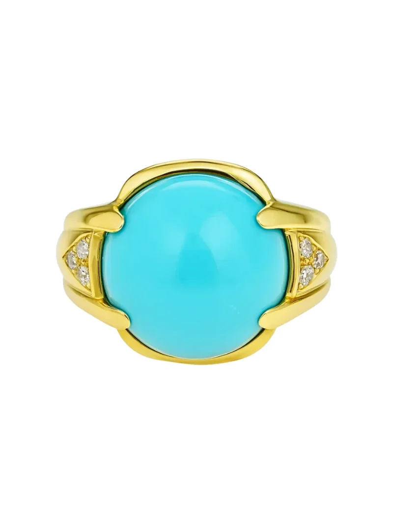6.77ct Diamond Turquoise 14K Gold Cocktail Ring