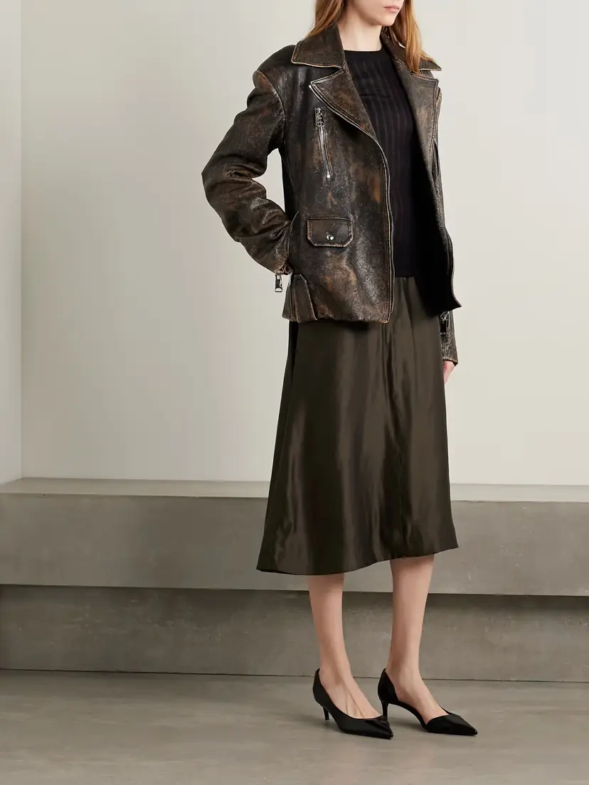 Khaite Nania Satin-twill Midi Skirt | Thumbnail 2