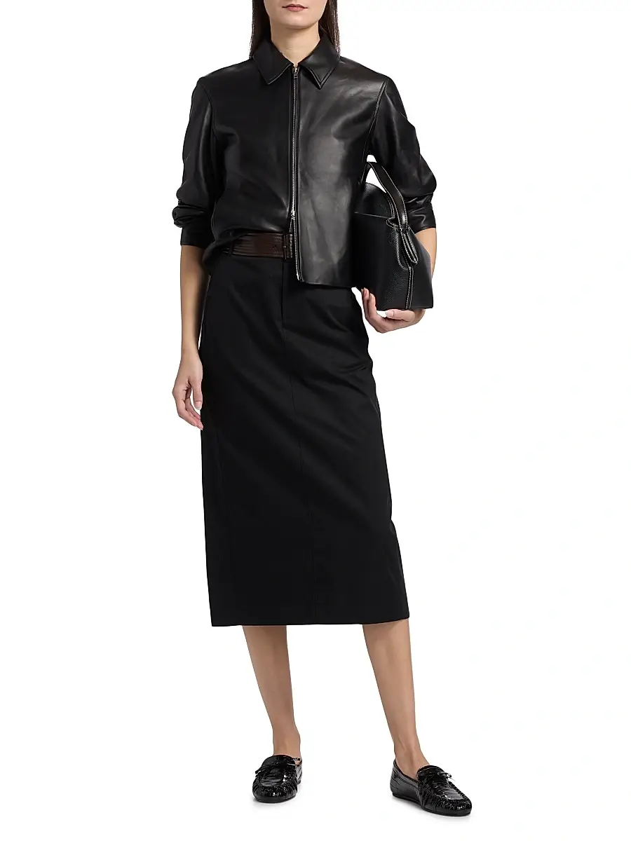 Vince Women's Leather Zip-Front Crop Jacket | Thumbnail 2