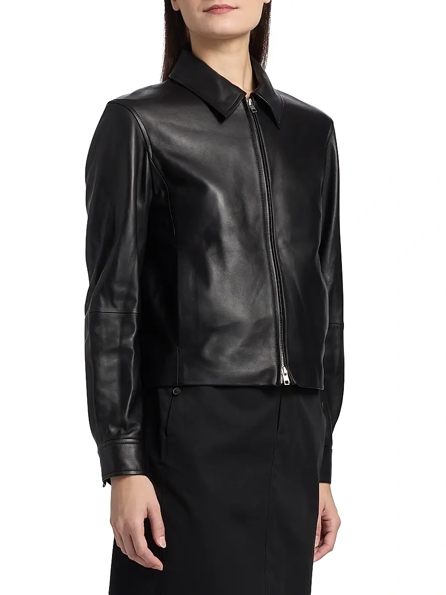 Vince Women's Leather Zip-Front Crop Jacket | Thumbnail 4