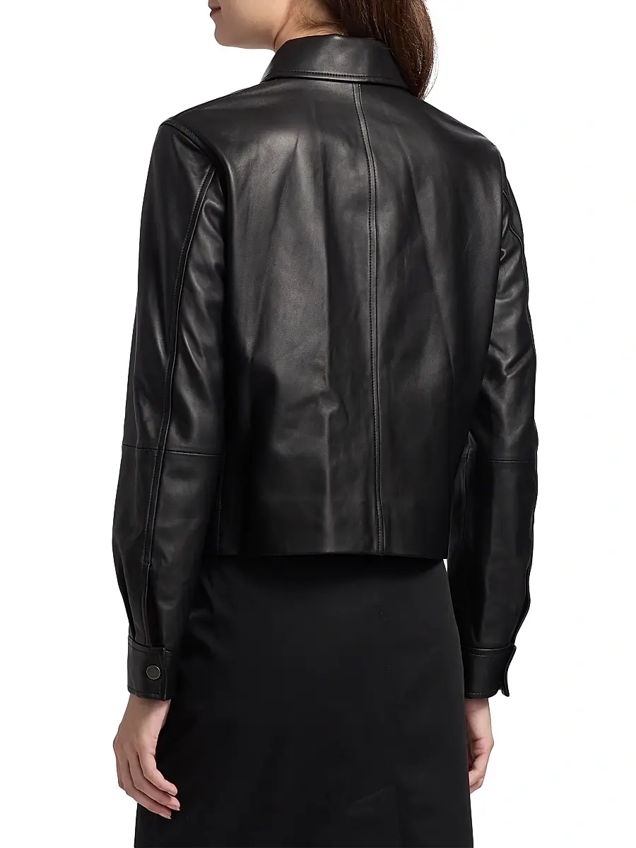 Vince Women's Leather Zip-Front Crop Jacket | Thumbnail 5