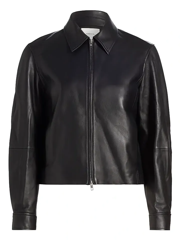 Vince Women's Leather Zip-Front Crop Jacket