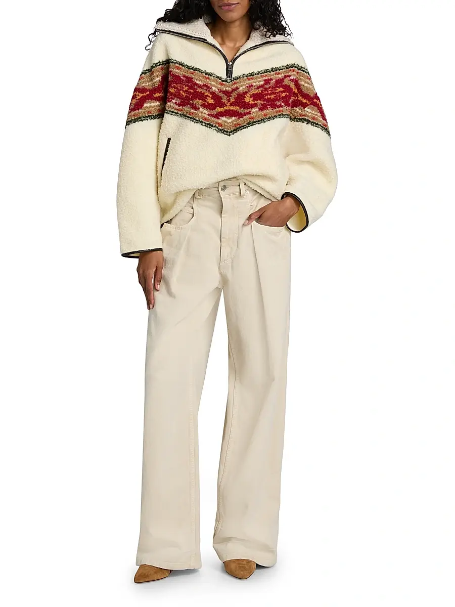 Isabel Marant Étoile Women's Marner Fleece Half-Zip Sweater - Ecru | Thumbnail 2 Isabel Marant Étoile Women's Marner Fleece Half-Zip Sweater - Ecru | Thumbnail 2