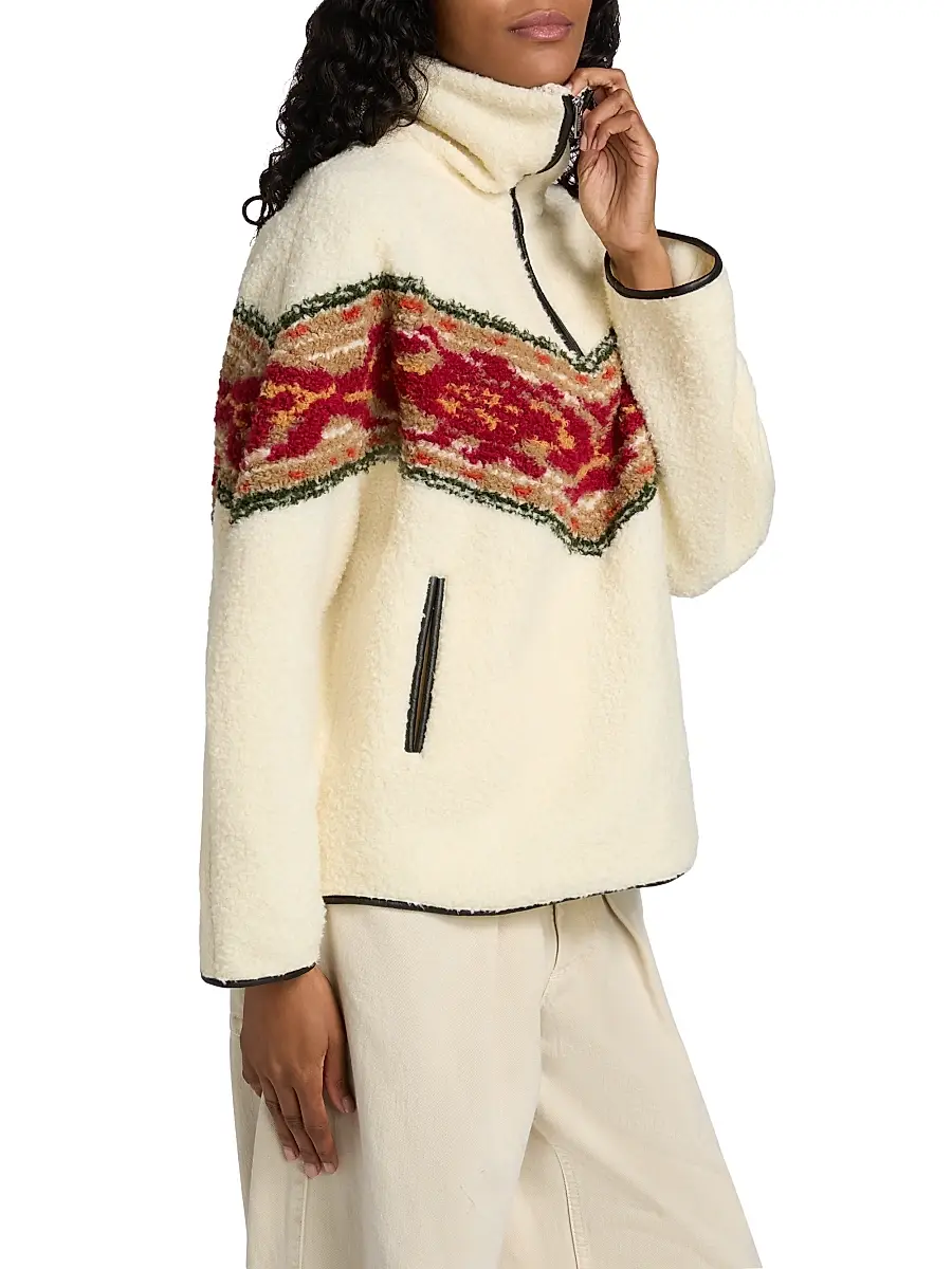 Isabel Marant Étoile Women's Marner Fleece Half-Zip Sweater - Ecru | Thumbnail 4 Isabel Marant Étoile Women's Marner Fleece Half-Zip Sweater - Ecru | Thumbnail 4
