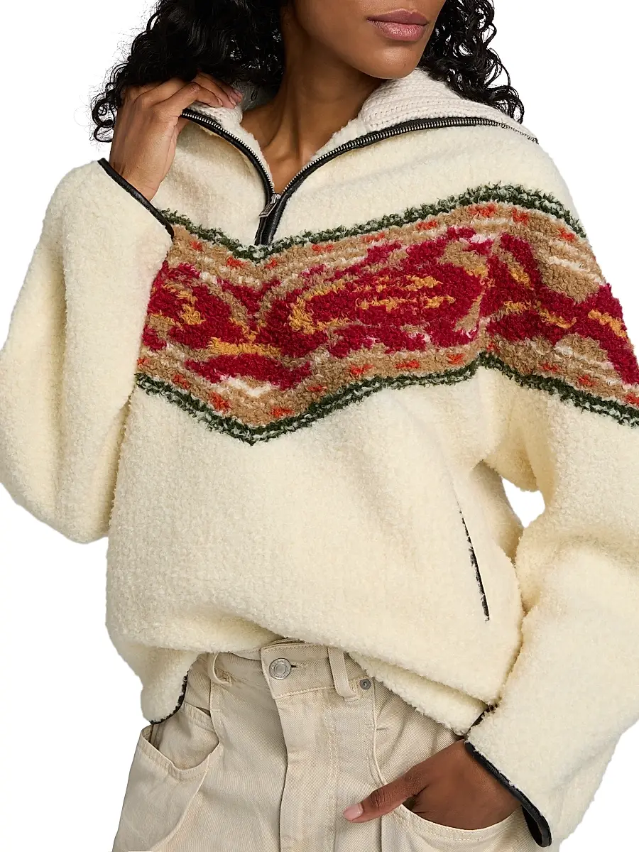 Isabel Marant Étoile Women's Marner Fleece Half-Zip Sweater - Ecru | Thumbnail 6 Isabel Marant Étoile Women's Marner Fleece Half-Zip Sweater - Ecru | Thumbnail 6
