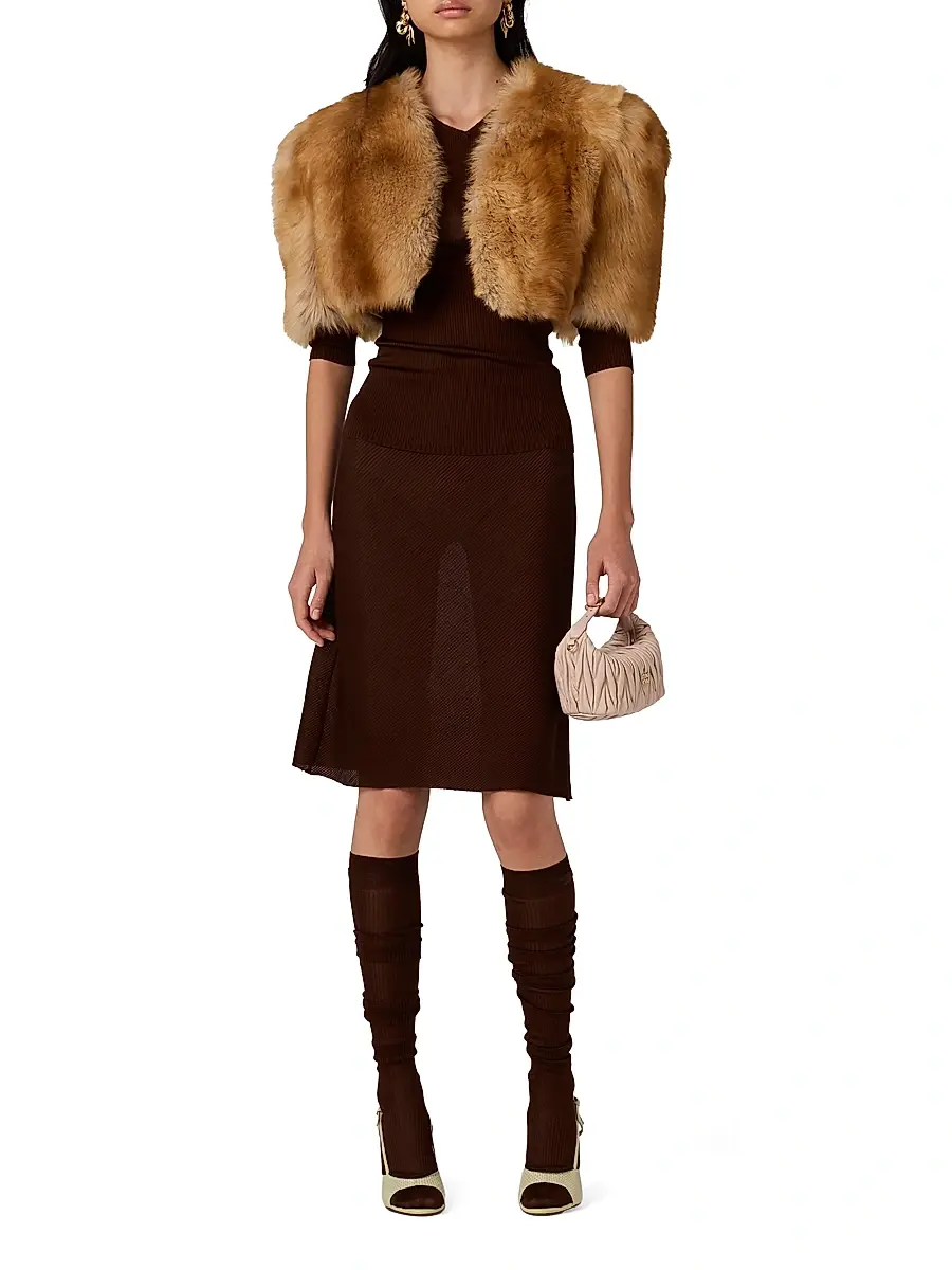 Miu Miu Women's Silk Mid-Length Skirt - Orange | Thumbnail 10