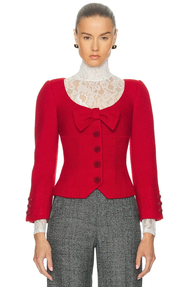 Valentino Plain Wool Tweed Jacket | Thumbnail 2