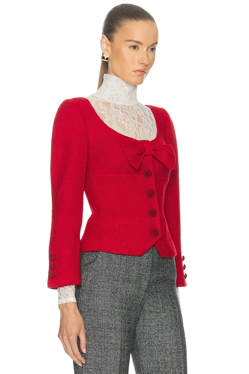 Valentino Plain Wool Tweed Jacket | Thumbnail 3